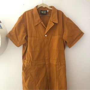 Big Bud Press Short Sleeve Zip Up Spicy Mustard Yellow Jumpsuit Plus Size 3X